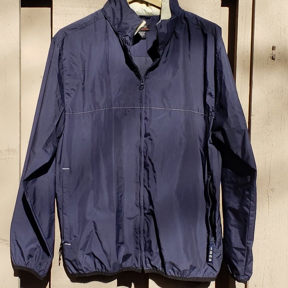 Navy Blue Golf Windbreaker Izod Xfg Hidden Hood Gem